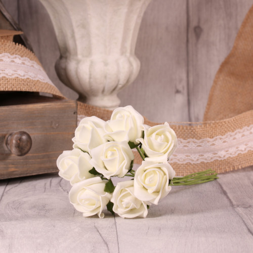 Bunch of 8 White Foam Tea Rose Bud Bunch of 8 White Foam Tea Rose Bud