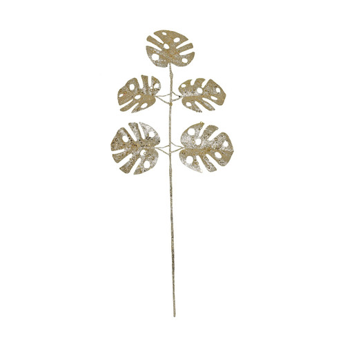 Gold Glitter Monstera Leaf Spray 