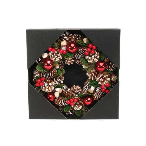 Red Bauble & Berry Wreath (30cm) - Discontinued