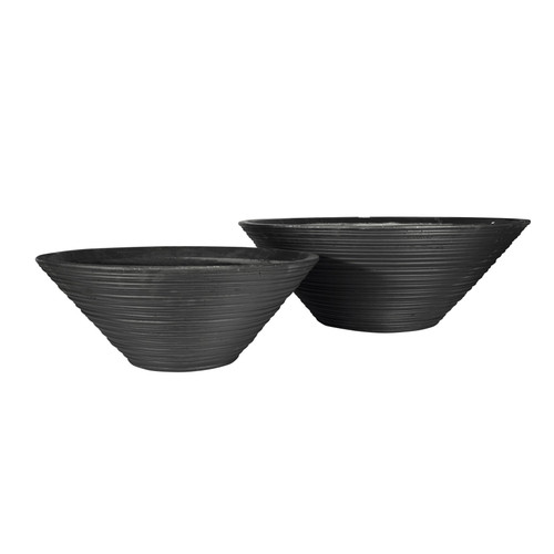 Set of 2 Black Hortus banded planters
