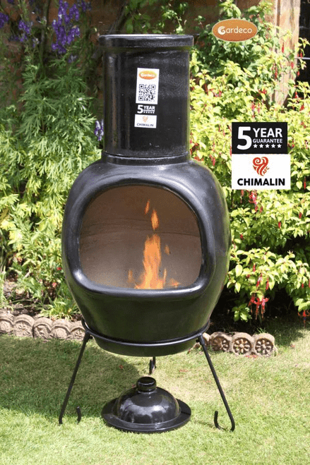 Asteria Chimalin Glazed Black Chimenea (Extra Large)