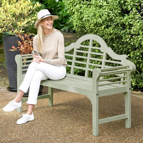 PU Coated Lutyens Style Bench - Sage Green