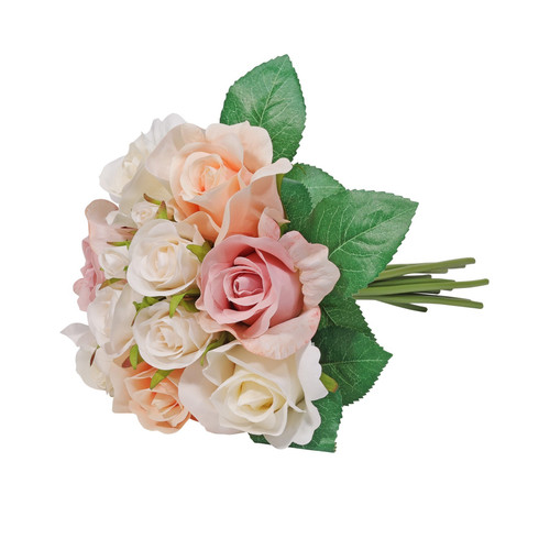 Aquitaine Rose Bouquet Pink/Cream/Champagne 27cm Aquitaine Rose Bouquet Pink/Cream/Champagne 27cm