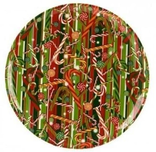 Snow White Plastic Round Tray With Christmas Candy Design Of 13.5\\\\\\\"