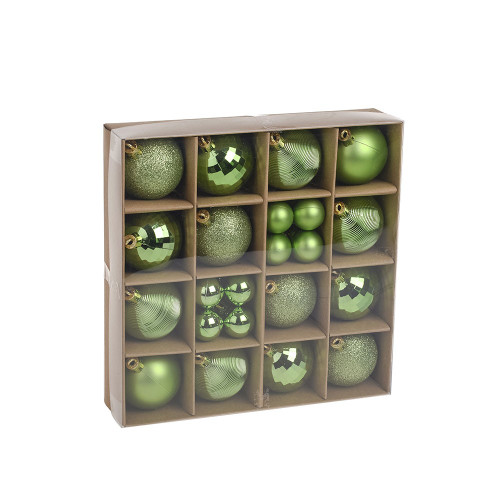 Green Baubles Assorted Pack (5cm/2.5cm) (30 pieces)