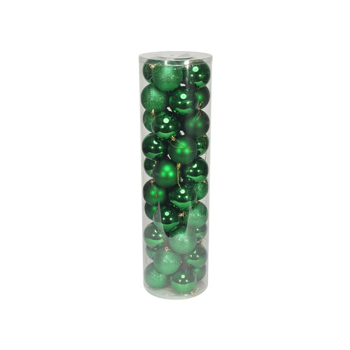 40 Holiday Green Baubles in Matt, Shiny & Glitter Finish (8cm)