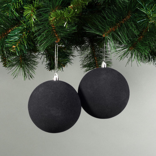 10cm Black Velvet Baubles (Set of 4) 10cm Black Velvet Baubles (Set of 4)