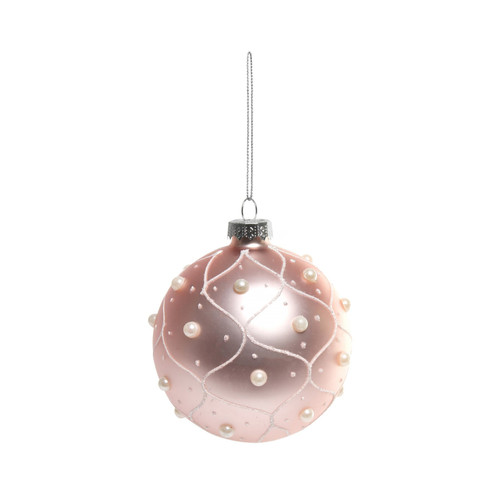 Pink Pearl Patterned Glass Bauble (Dia8cm) Pink Pearl Patterned Glass Bauble (Dia8cm)