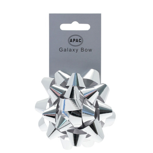 Metallic Silver Sticky Bow 75mm