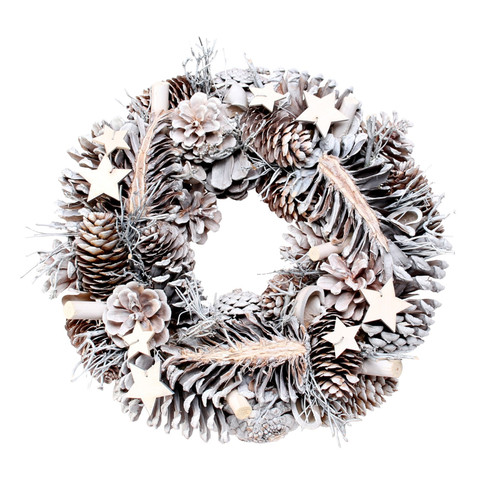 Woodland Snow Wreath with Natural Stars 