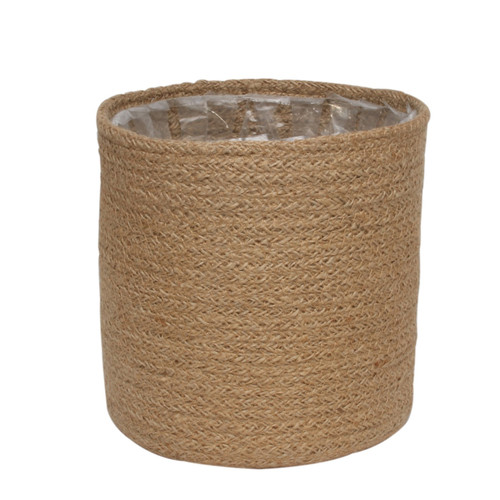 Natural Jute Braided Rope Round Basket w/Liner (18cm)