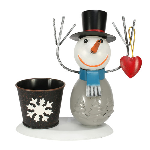 Novelty Zinc Snowman & Planter (7cm pot) Novelty Zinc Snowman & Planter (7cm pot)