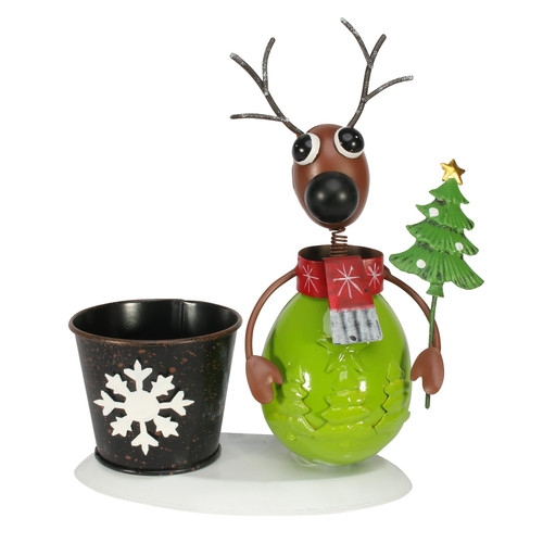 Novelty Zinc Reindeer with Green Body (7cm pot) Novelty Zinc Reindeer with Green Body (7cm pot)