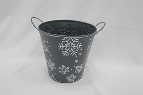 Matte Grey Snowflake Zinc Planter 