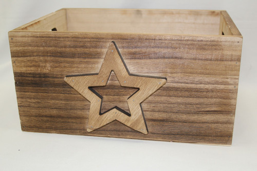 Rectangular Wooden Planter with Star (28x20cm)