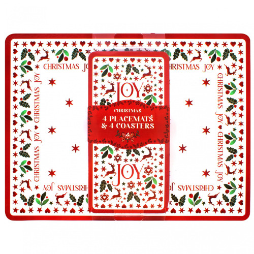 Christmas Joy Placemat & Coaster Set (Pack of 4)