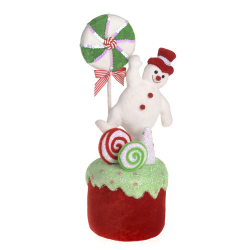 Snowman on Cake Ornament (red and white) 