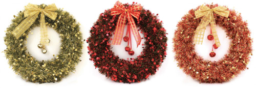 Tinsel Christmas Wreath with Bells (Assorted)