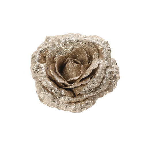 Champagne Glitter Rose with Clip (Dia18cm) Champagne Glitter Rose with Clip (Dia18cm)