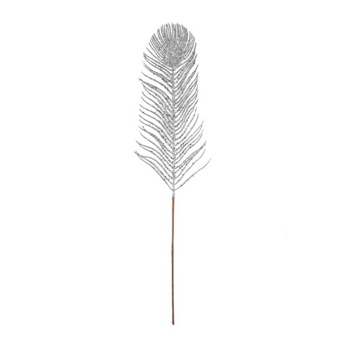 Silver Glitter Feather Stem (H67cm)