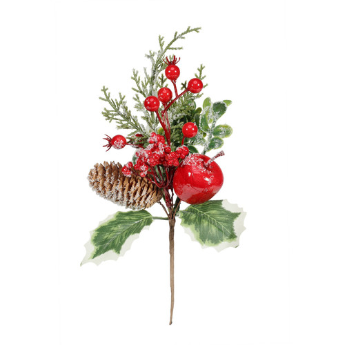 Apple Berry, Cone & Foliage pick Red (H24cm)