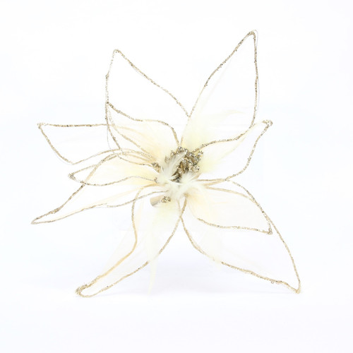 Gold Poinsettia Organza with Clip (H29cm) Gold Poinsettia Organza with Clip (H29cm)