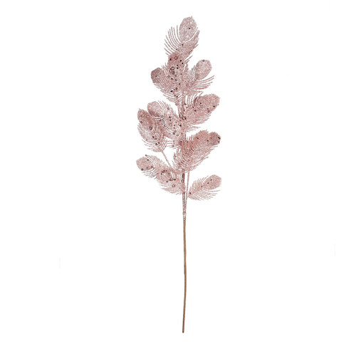 Pink Glitter Feather Spray (H70cm)