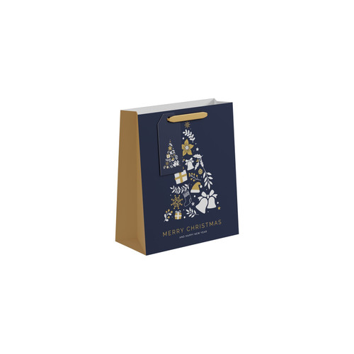 Blue & Gold Christmas Tree Gift Bag (Medium)