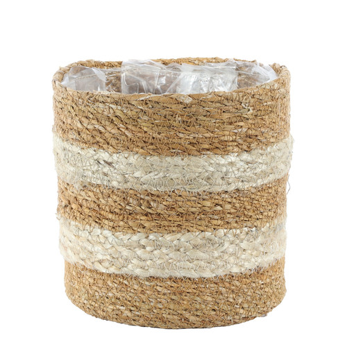 Natural Seagrass & Braided Jute Basket (18cm x 18cm)