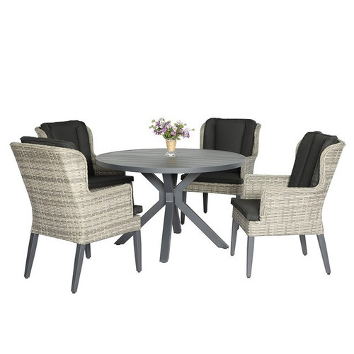 Round Aluminium Table with Chairs