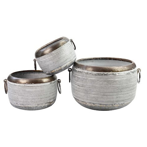 Round Metal Planters (Set of 3) 