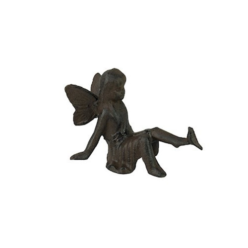 Cast Iron Fairy Sitting with Bird (9.5cm)