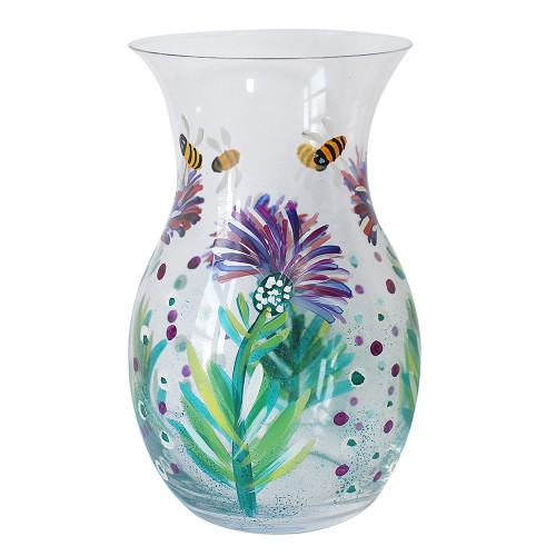 Thistles & Bees Hand Painted Vase