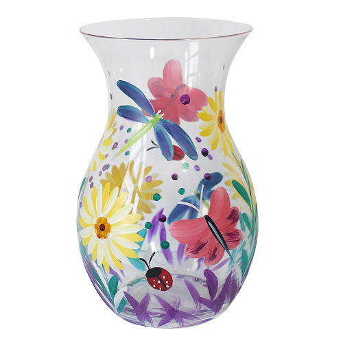 Cotton Garden Hand Painted Vase