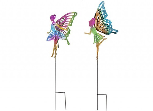 Giant Metal Fairy with Moving Wings on a Stake (Assorted)