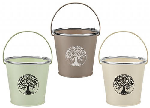Tree Of Life Bucket Planter with Handle (Assorted)