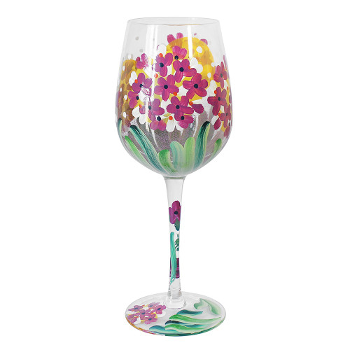 Pink Hydrangea Wine Glass Pink Hydrangea Wine Glass