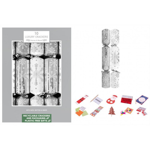 10 Luxury Silver Snowflake 14\" Crackers  10 Luxury Silver Snowflake 14\" Crackers