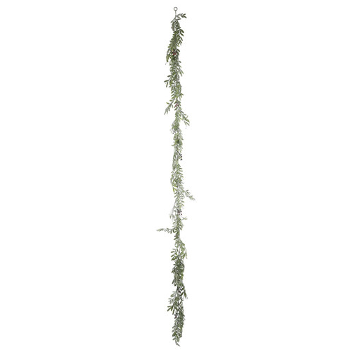 Green / Red Sparkle Leaf Berry Garland (180cm)