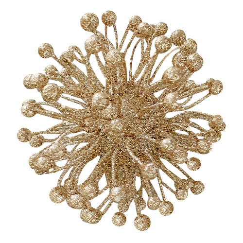 Gold Glitter Flower Pom Pom Hanging Decoration 