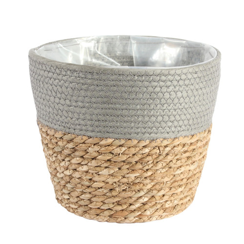 23cm Round Two Tone Seagrass and Grey Paper Basket 23cm Round Two Tone Seagrass and Grey Paper Basket
