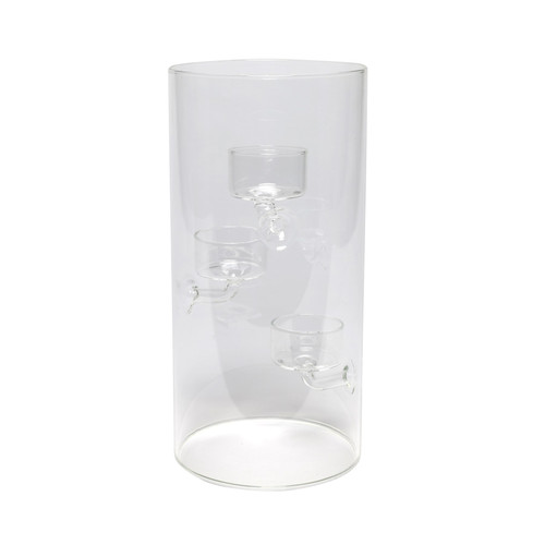 Glass Cylinder Vase with 3 Cups (25cm)  Glass Cylinder Vase with 3 Cups (25cm)