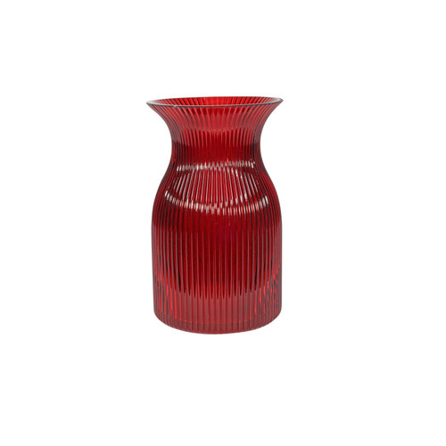 Red Ribbed Sweetheart Glass Vase (19.5cm)
