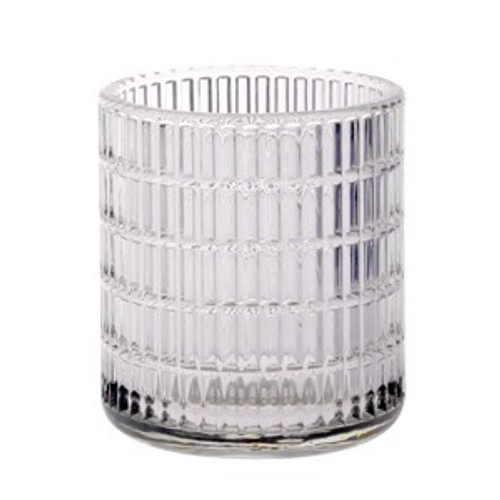 Clear Nancy??Textured Glass Tealight Holder (9cm)??