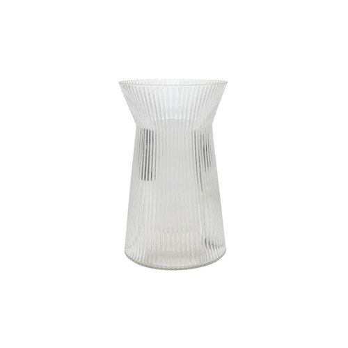 Clear Ribbed Sweetheart Glass Vase (20cm)