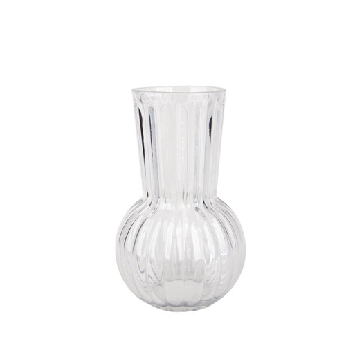 Clear Rochelle Fluted Vase with Onion Base (20cm)