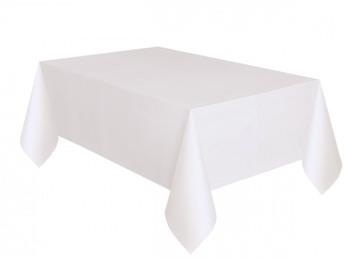 White Rectangle Plastic Table Cover (54 x 108 Inch)