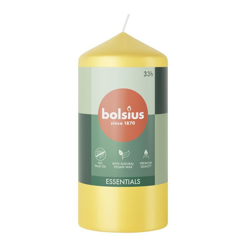 Bolsius Sunny Yellow Essential Pillar Candle (120mm x 58mm)  Bolsius Sunny Yellow Essential Pillar Candle (120mm x 58mm)
