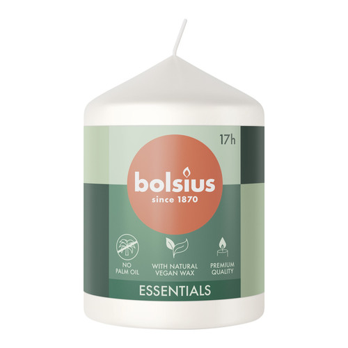 Bolsius Cloudy White Essential Pillar Candle (80mm x 58mm)  Bolsius Cloudy White Essential Pillar Candle (80mm x 58mm)
