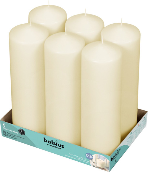 Bolsius Professional Ivory Pillar Candles - Set of 6 (250mm x 78mm) Bolsius Professional Ivory Pillar Candles - Set of 6 (250mm x 78mm)